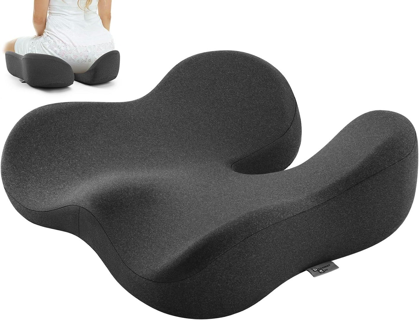 Dreamer Car Seat Cushion for Tailbone & Sciatica Pain Relief | Certified & Ergonomist-Designed,Tapered Front Edge Reduces Thigh Pressure,Wide Memory Foam for Office Chair, Car, Wheelchair