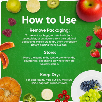 30-Pack (15M, 15L) Reusable Produce Bags for Refrigerator with Twist-Ties | Extend Shelf Life, Keeps Fruits, Vegetables & Herbs Fresh Longer, Reusable Vegetable Bags