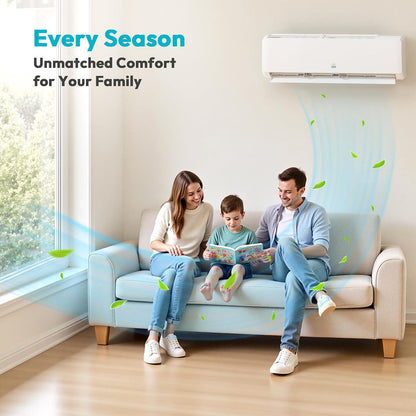 Rellytech Mini Split AC/Heating System - 9000 BTU Mini Split AC Inverter Heating and Cooling, 19 SEER2 115V/110V Energy Efficient Ductless Air Conditioner Up to 550sq.ft, Pre-charged System