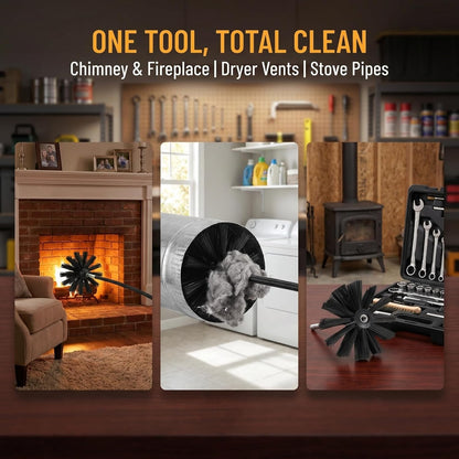 DOITOOL 2 Pcs 4 Inch Chimney Brush Head, Fireplace Cleaner Dryer Vent Cleaner, Flexible Nylon Chimney Sweep Cleaning Brush for Fireplace, Vent Pip, Stove Pipes, Works with Most Rod Sets