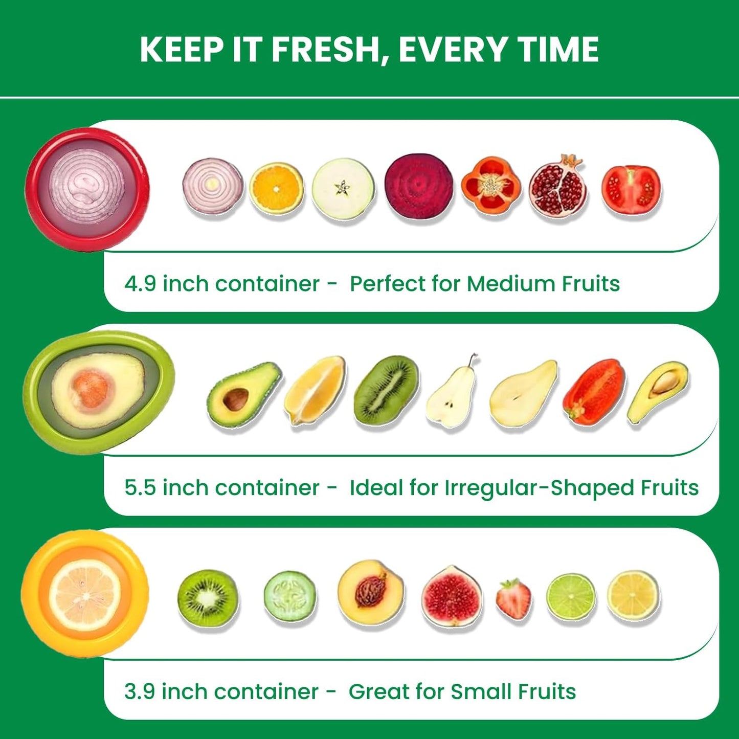 Avocado Saver Storage Containers | Set of 4 Silicone Lids Reusable Fresh Pods | Air Tight Containers for Food Avocado, Onion, Tomato & Halved Produce Half Cut Fruits Tomato Savers