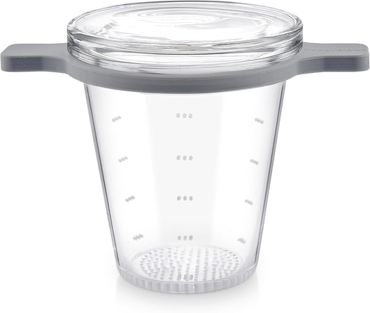Teabloom Patent-Pending Purity Glass Tea Infuser with Lid – 3.3 Borosilicate, Laser-Perforated Filter, Universal Fit for Cups & Teapots, Toxin-Free Brewing for Whole-Leaf Tea