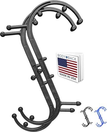 Body Back Buddy Classic Back Massager & Neck Massager for Pain Relief, Blue | USA Made Dual Massage Hooks For Back, Shoulder, And Neck, Muscle Knot Remover For Trigger Point Therapy And Full Body Relief