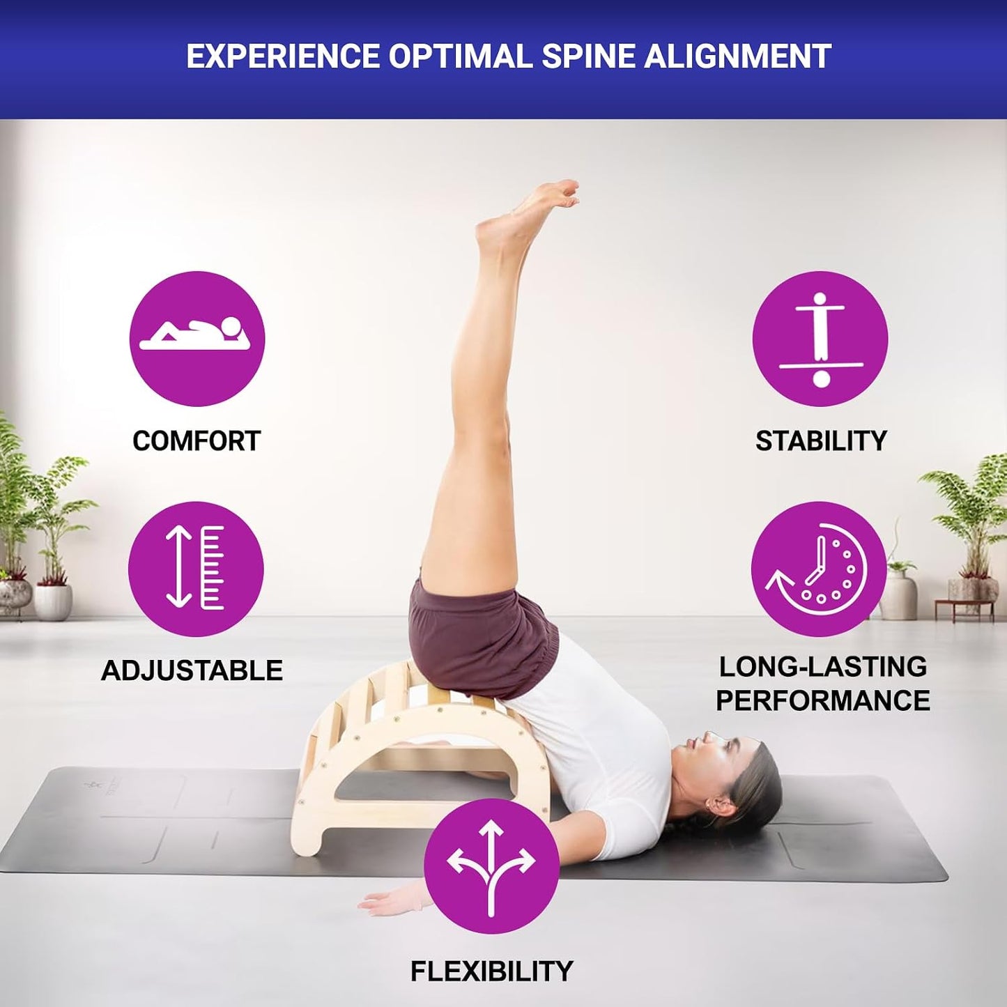PMT Medical Flex - Yoga Back Bench | Elevate Your Stretch with Anatomical Bends, Ergonomic Support, and Durable Construction for Ultimate Comfort and Flexibility, Sandal