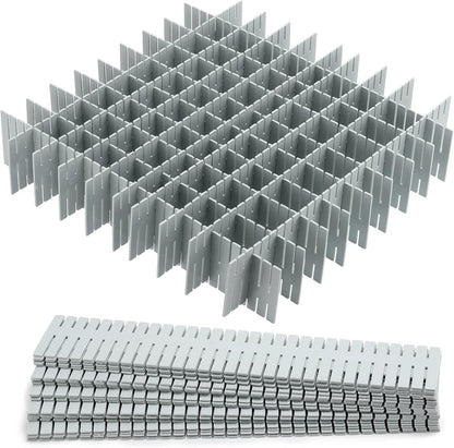 acDesign 40Pcs Grid Drawer Dividers, Adjustable Drawer Organizer for Socks, Underwear, Lingerie, Makeup, Bedroom Office Kitchen Storage (White)