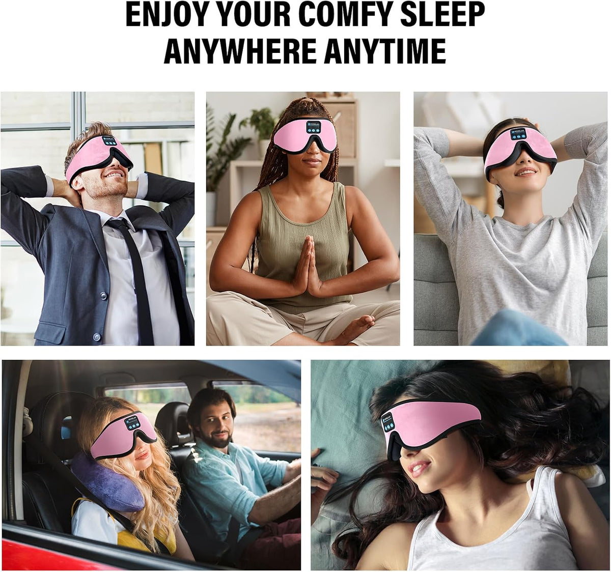 Sleep Headphones,Sleep Mask for Side Sleeper,3D Eye Mask for Sleeping with Stereo Speakers,Bluetooth Headphone,Perfect for Gifts for Women/Men Black