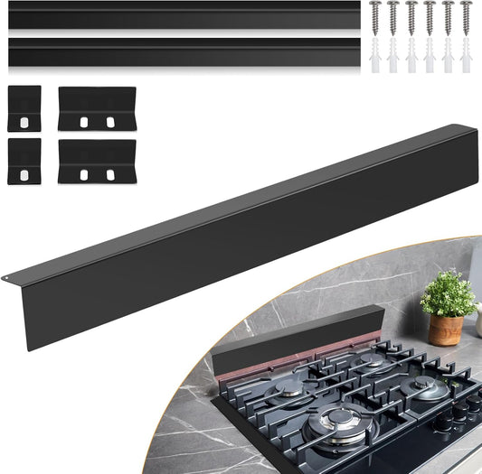 30" Slide-in Range Rear Filler Kit with 2 PCS Stove Gap Covers, Black | Stove Gap Filler Strip, Stainless Steel Backsplash for Stove, Stove Trim Kit with Most Brands Between Stove and Backsplash