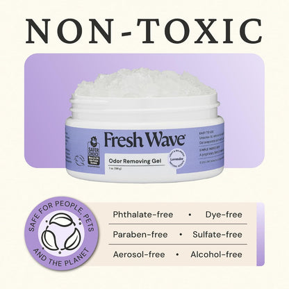 Fresh Wave Original Odor Eliminator Gel 3-Pk 7 oz - Air Freshener for Home | Plant-based essential oils. Lasts 15-30 days per jar. No plug-in needed. Pet-safe, closet and bathroom deoderizer.
