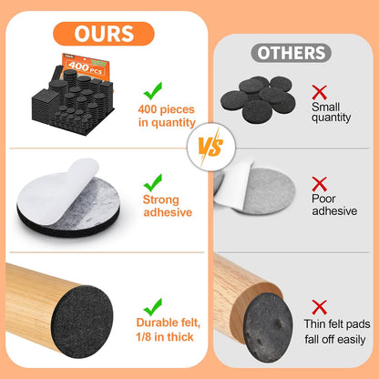 Felt Furniture Pads 300 Pieces, Furniture Pads for Hardwood Floors Black | Self-adhesive felt pads prevent scratches and noise, ideal for chair legs, suitable for hardwood floors and indoor furniture