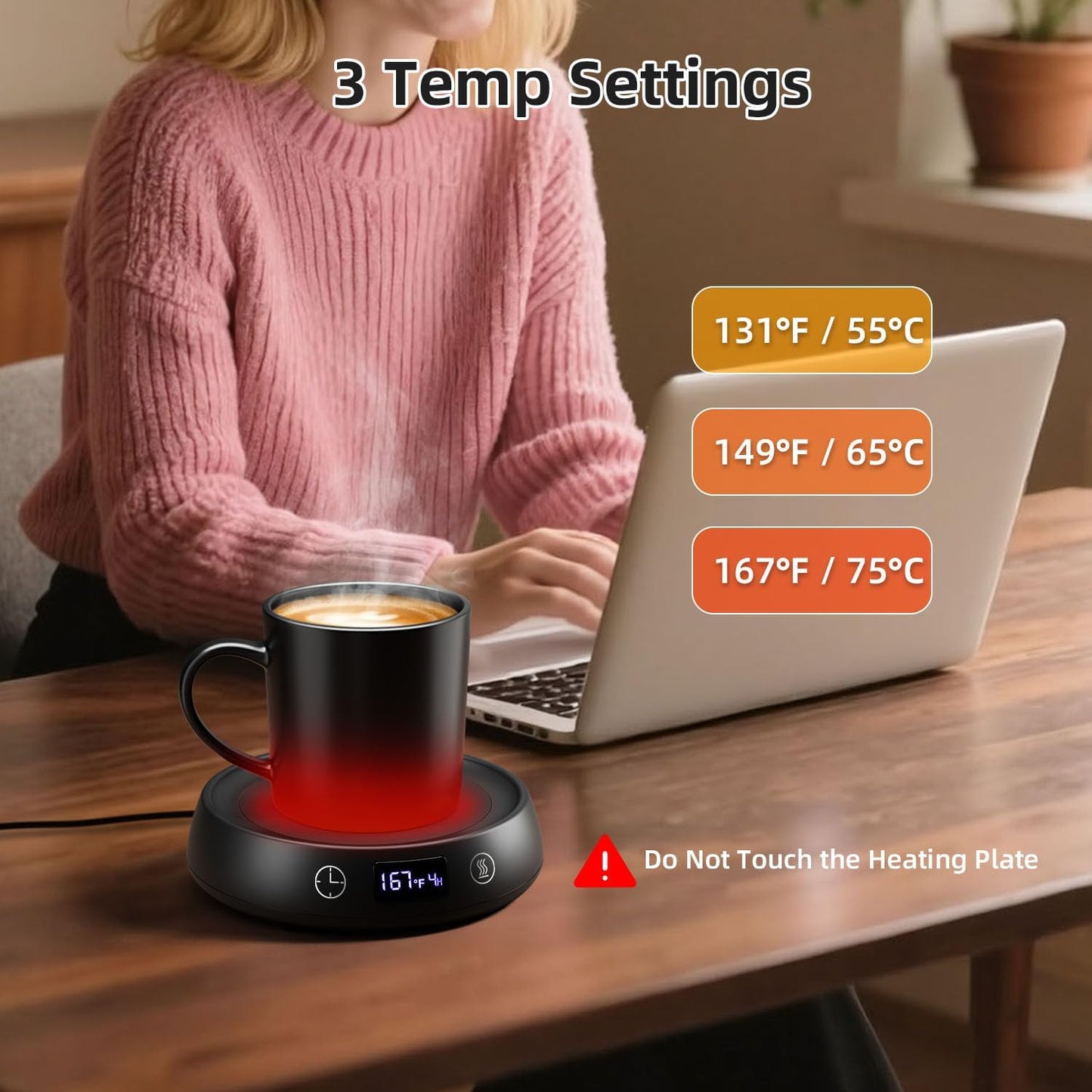 Coffee Mug Warmer for Desk Timer Candle Warmer Lamp Scented Wax Melt Melter | Smart Heated Electric Tea Coffee Cup Candle Wax Melter Warmer Plate for Home Office, 1-9H Auto Shut Off, Coffee Lover Gifts