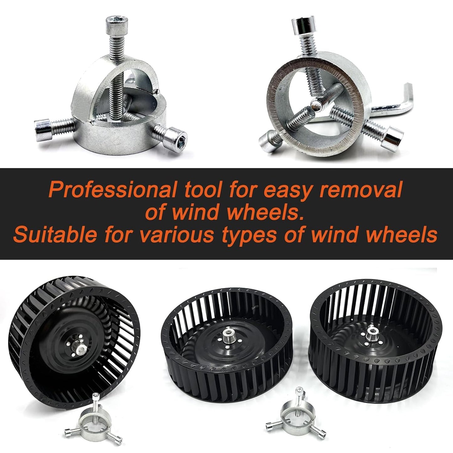 Fan Blade Blower Wheel Puller Kit,1Pcs Blower Fan Puller+3Pcs Small Wire Brushes+2Pcs Stainless Steel Scraper,Range Hood Cleaning Wind Wheel Removal Tool Pull Appliance Disassemble Hand Tools