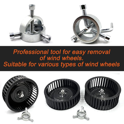 Fan Blade Blower Wheel Puller Kit,1Pcs Blower Fan Puller+3Pcs Small Wire Brushes+2Pcs Stainless Steel Scraper,Range Hood Cleaning Wind Wheel Removal Tool Pull Appliance Disassemble Hand Tools