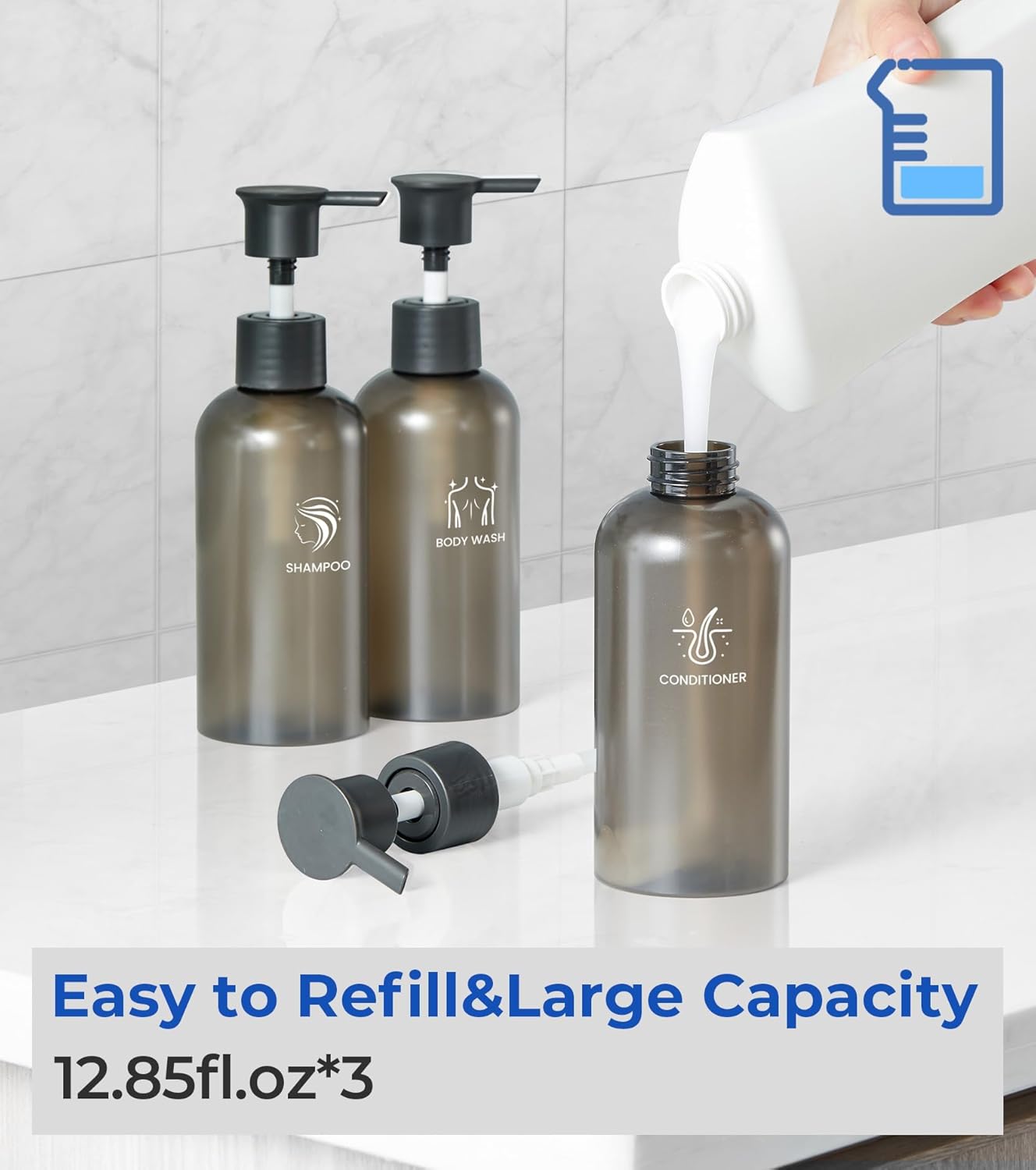 Shampoo and Conditioner Dispenser Shower Soap Dispenser 3 Chamber No Drill Shampoo Dispense for Shower Wall Mounted Shower Shampoo Dispenser 3 Chamber for Bathroom Hotel 3 * 13.37 fl.oz Black