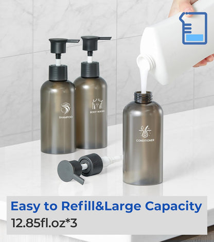 Shampoo and Conditioner Dispenser Shower Soap Dispenser 3 Chamber No Drill Shampoo Dispense for Shower Wall Mounted Shower Shampoo Dispenser 3 Chamber for Bathroom Hotel 3 * 13.37 fl.oz Black