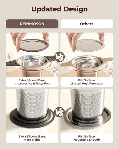 304 Stainless Steel Tea Infuser for Loose Leaf Tea Steeper | Extra Fine Mesh Large Tea Strainers & Filters with Food Grade Silicone, Tea Diffusers for Loose Tea, Cup, Mug, Teapot