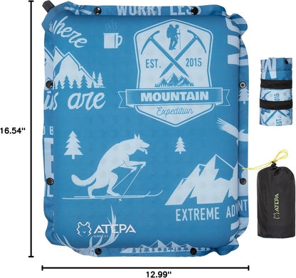 ATEPA Inflatable Seat Cushion | 2" & 2.5" foam core seat pad, Self inflating, Compact, Stadium, Airplane, Travel, Camping, Hiking, Sports events