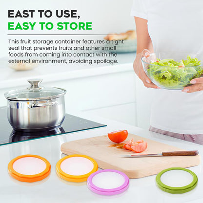 Avocado Saver and Onion Storage - Avocado Keeper Tomato Saver 4-Piece Set Silicone Food Storage Containers & Lemon Garlic Potatoes Saver - Reusable Fruit and Vegetable Storage Containers for Fridge