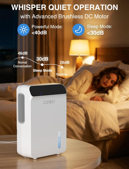 Small Dehumidifier for Bathroom, Bedroom, Quiet Operation, Portable | 30 oz Water Tank, Auto Shut-Off, Compact Mini Ultra-Quiet 24dB Dehumidifier for Closet, Camper & Small Spaces