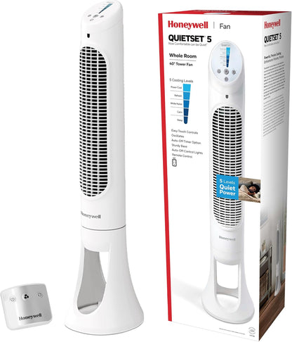 Honeywell QuietSet Whole Room Tower Fan, Oscillating Tower Fan with Remote, Black, HYF290B