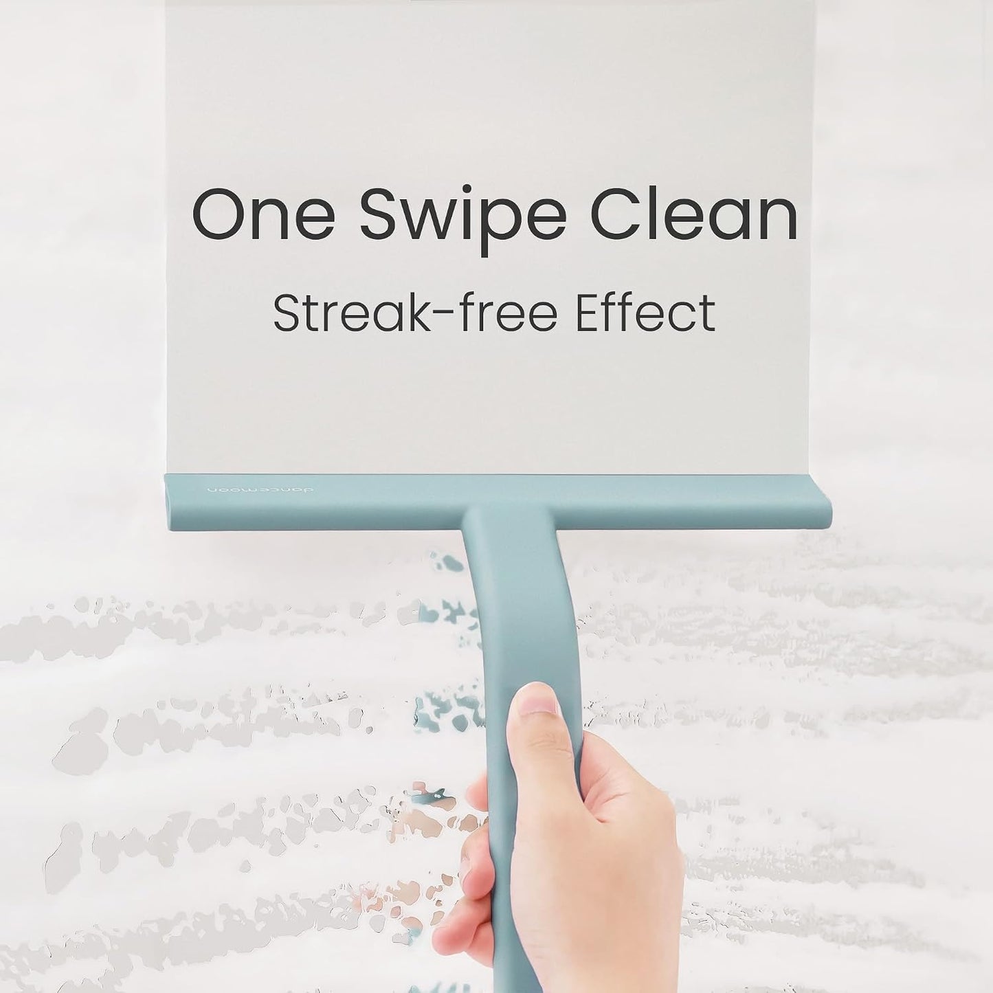 JustHang Shower Squeegee with Built-in Hook, 10-Inch Black | Award-Winning Design, All-One-Piece Soft-Touch Silicone, for Glass Door, Bathroom, Window, Mirror, Tile Wall, Car