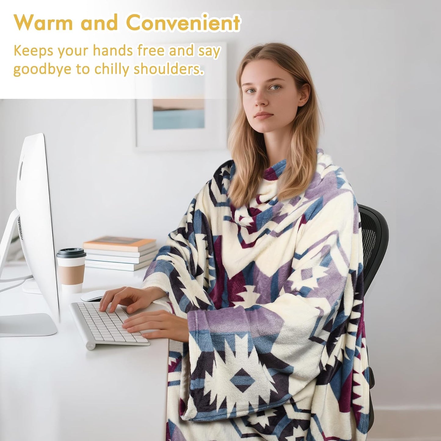 Catalonia Wearable Blanket with Sleeves for Women & Men, Fleece Wrap Throw | Cozy Sleeve Design for Hands-Free Comfort, Perfect for Reading, TV Time & Relaxing, Christmas & Birthday Gift