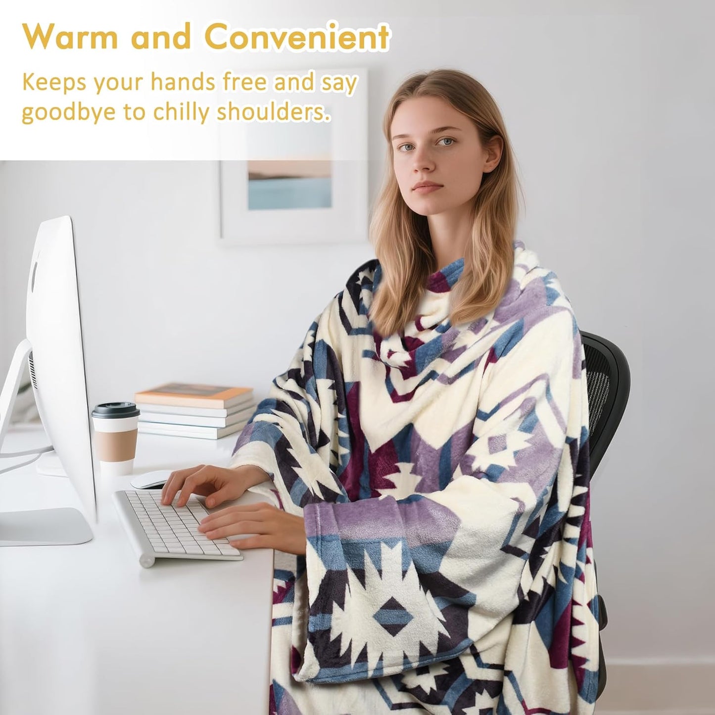 Catalonia Wearable Blanket with Sleeves & Foot Pocket for Adults | Soft Fleece Throw Wrap with Hands-Free Comfort, Perfect for Reading, TV Time & Relaxing, Christmas Gift for Women & Men