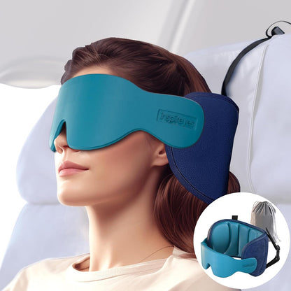 Inspireyes Travel Pillows for Airplanes, 360° Head Support for Long Flight, Soft Airplane Pillow with 3D Eye Mask for Sleeping, Stop Bobblehead, Airplane Headrest Gadgets, Light Black