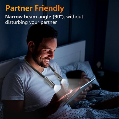 Book Light LED Neck Reading Light,Bendable Rechargeable Book Light for Reading in Bed,Eye Friendly - 3 Colors & 3 Brightness Levels Perfect for Bookworms Kids Crafts Knitting Travel (White)