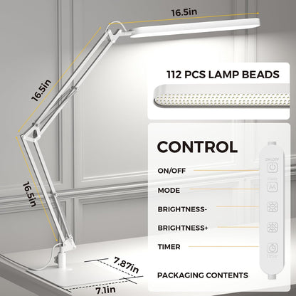 SKYLEO Desk Lamp for Home Office, Eye Comfortable LED Desk Light for Long Hours, Adjustable Swing Arm with Memory Function, Black