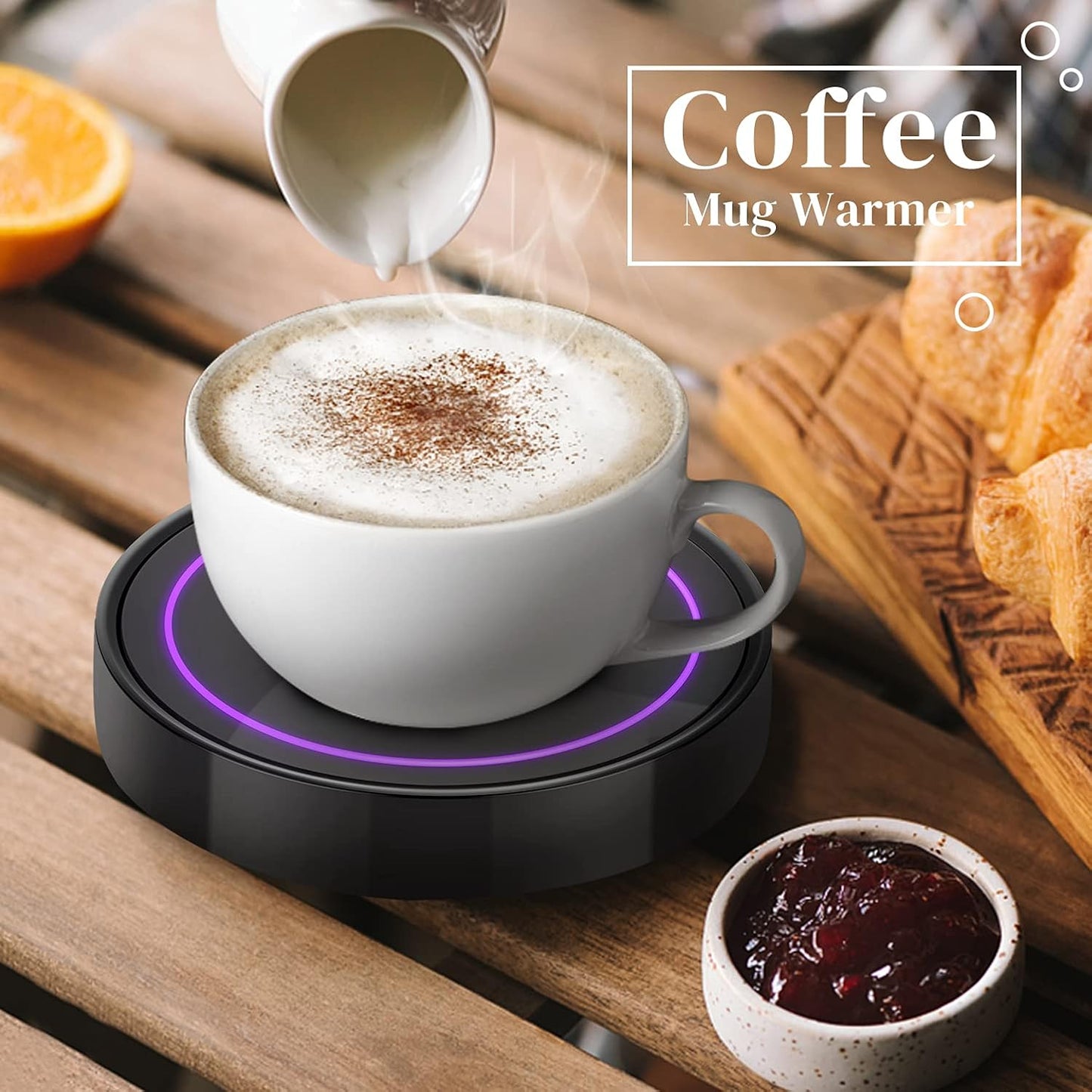 Coffee Mug Warmer, Electric Beverage Warmers for Office Home Desk Use, Smart Cup Warmer Thermostat Coaster for Hot Coffee Tea Espresso Milk Candle Wax with Gravity Switch Auto On/Off 135F