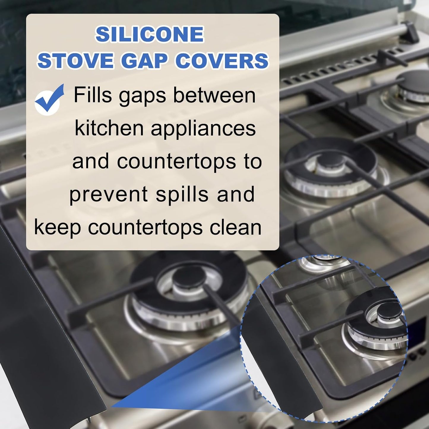 PATIKIL Silicone Stove Gap Covers, 2 Pack Kitchen Stove Gap Filler 25 Inch Heat Resistant Oven Gap Filler Seal Strips for Stovetop Ovens and Counter, Gray