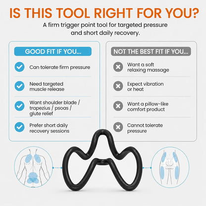 Trigger Point Massager for Shoulder Blades, Psoas & Hip Flexors | Firm deep-tissue pressure for shoulder blades, trapezius, upper back, hip flexors and glutes; manual body-weight control