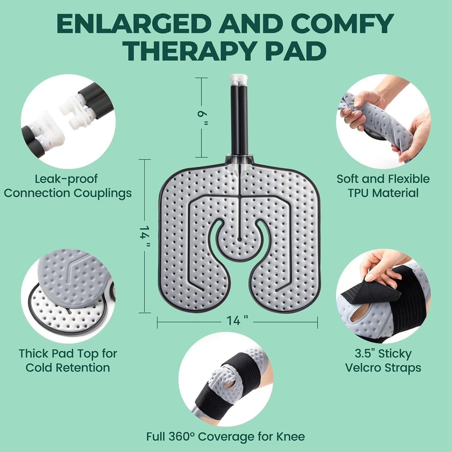Ice Machine for Knee After Surgery w/Compression, Hip Replacement Cold Therapy Machine, Cryocuff Wrap Pack for Shoulder Recovery, ACL Cold Circulation System