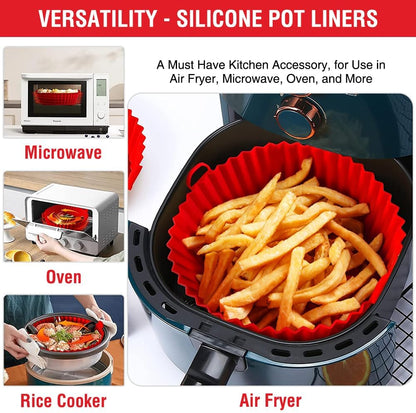 Air Fryer Silicone Liners for Ninja Air Fryer AF101 4 QT AF150 AF161 5.5 QT MAX XL, for COSORI/Gourmia/PowerXL/InstantPot/Philips 4QT and Most 3 to 5 QT Airfryers, Better than Parchment Paper Liners
