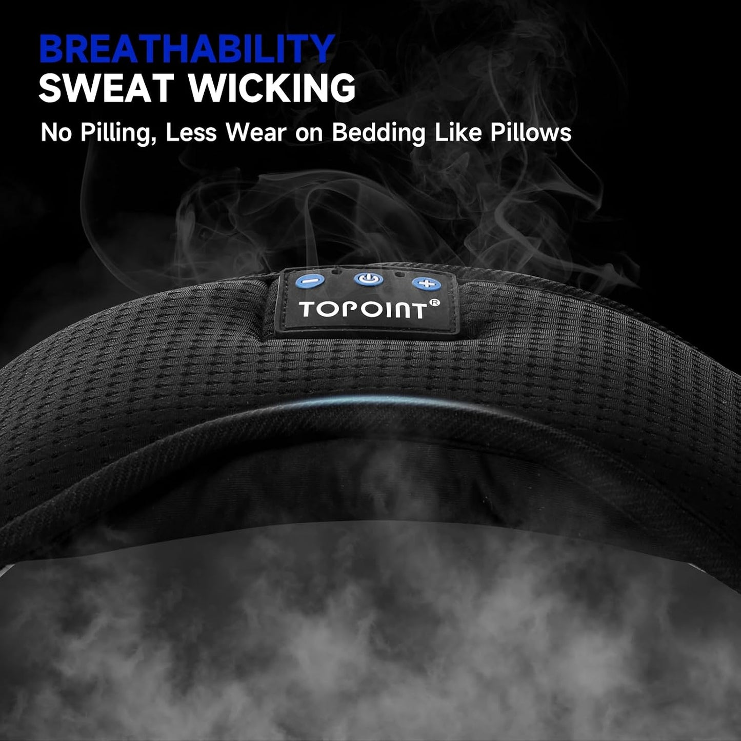 TOPOINT Sleep Mask with Bluetooth Headphones, 3D Eye Mask for Sleep Headphones with White Noise, Total Blackout, 5.4 Bluetooth, Timer, 15 Hours for Women Men, Travel, Meditation, Nap, CPAP Users