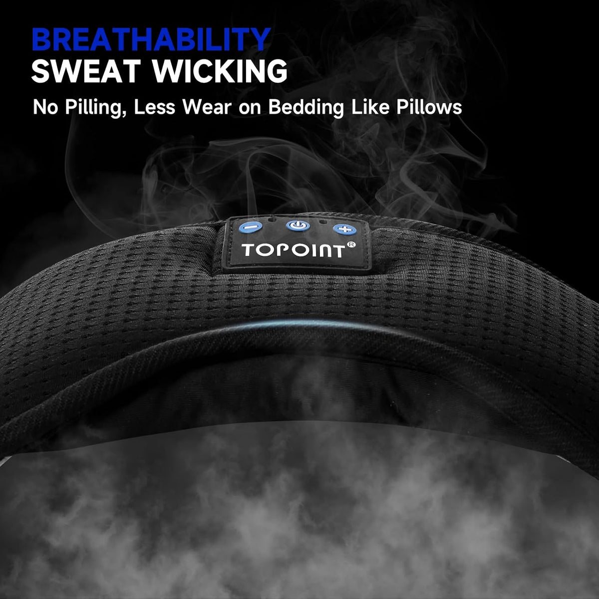 TOPOINT Sleep Mask Headphones Bluetooth Wireless 5.4, Breathable Cotton Eye Mask for Sleeping Side Sleepers Travel Music Headsets with Microphone Handsfree Men Women