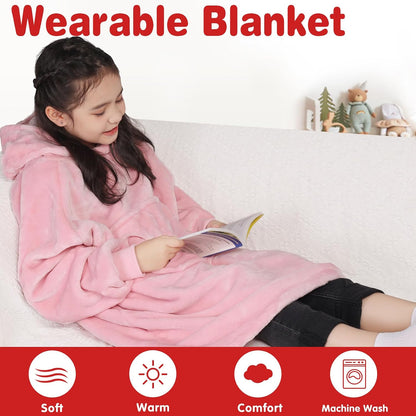 Wearable Blanket Sweatshirt Gifts for Women and Men, Warm and Cozy Giant Blanket Hoodie, Thick Flannel Blanket with Sleeves and Giant Pocket - Dark Gray