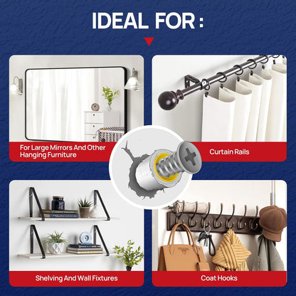 WRAPNLOCK Drywall Anchor Repair Kit - Fast Loose Anchor Fix | No Fill/Redrill. Includes 22 Patches, Screws, Anchors, Screwdriver & Gloves. Perfect For Home Fittings.