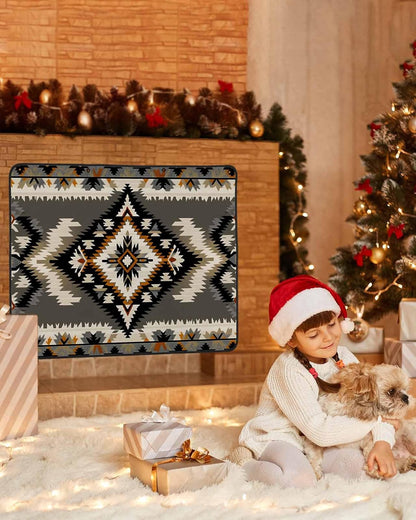 Western Aztec Magnetic Fireplace Cover Decorative Indoor For Brick Fireplace, Rustic Tribal Southwestern Boho Ethnic Insulation Fireplace Blocker Blanket Draft Stop Hot Heat Save Energy, 36"Wx27"H