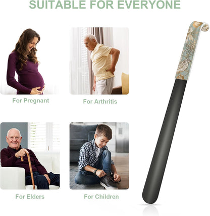 16.5 Inch Long Handle Shoe Horn for Seniors Men Women Kids, Metal Shoe Horns for Boots