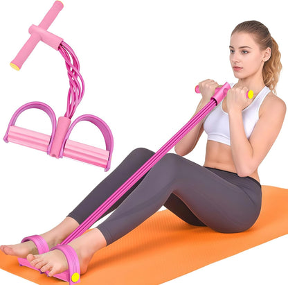 Pedal Resistance Band with Handles, 6-Tubes Natural Rubber Exercise Bands | Upgrade Foot Pedal Resistance Bands for Working Out, Multifunction Fitness Equipment for Abdomen, Waist, Arm, Leg, Pilates