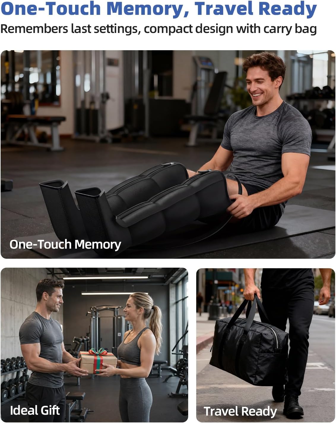 Leg Compression Massager, Full-Leg Compression Boots, Black Medium | 8 Intensity & 6 Modes for Circulation & Muscle Relief, Fast Recovery for Athletes, FSA-HSA Eligible, Gifts for Men & Women