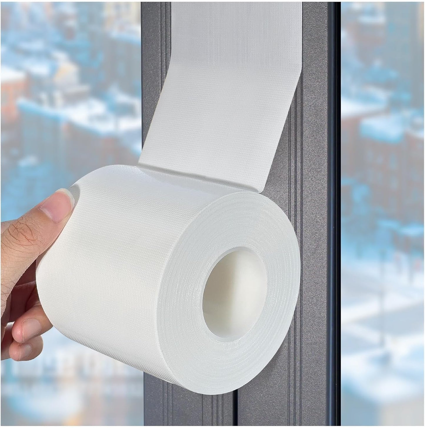 White Window Weather Sealing Tape, AC Air Conditioner Sealing Tape | Window Draft Isolation, No Residue, Self Adhesive for Keep Out Cold Air Dust Rain, Waterproof