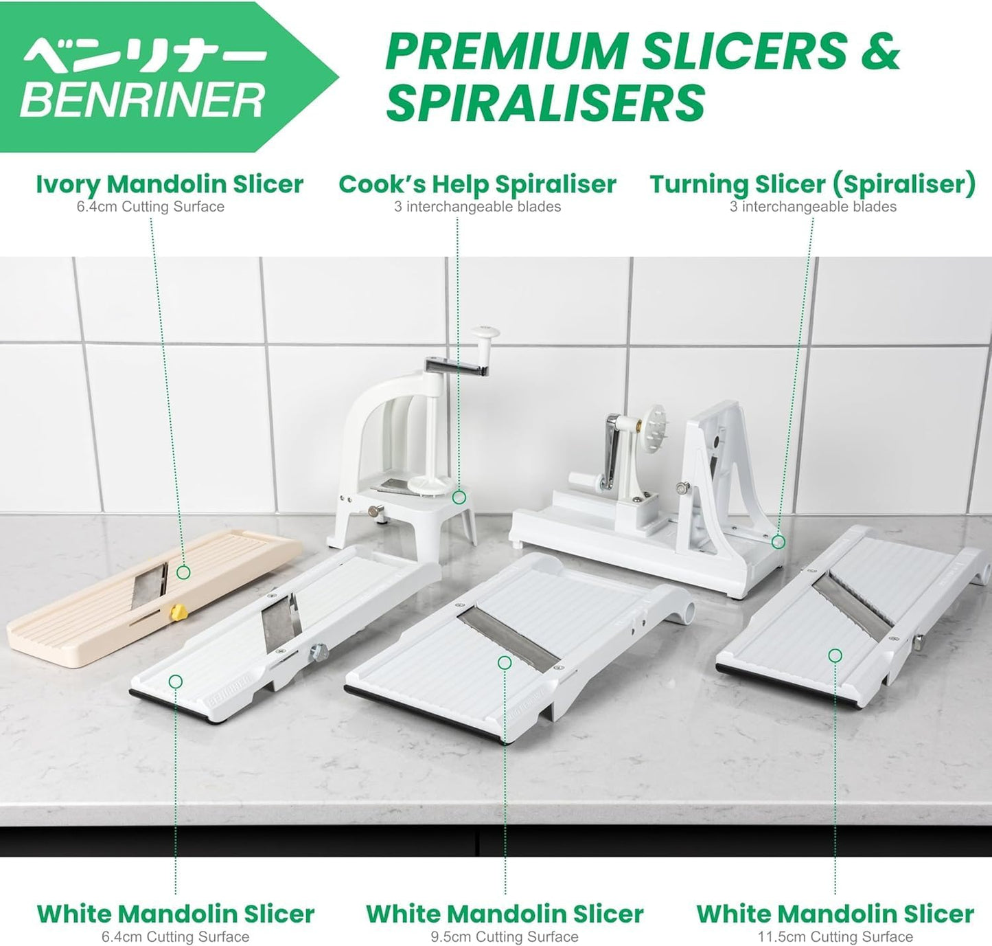 Benriner Mandoline Jumbo Slicer, Japanese Stainless Steel Blade, Beige