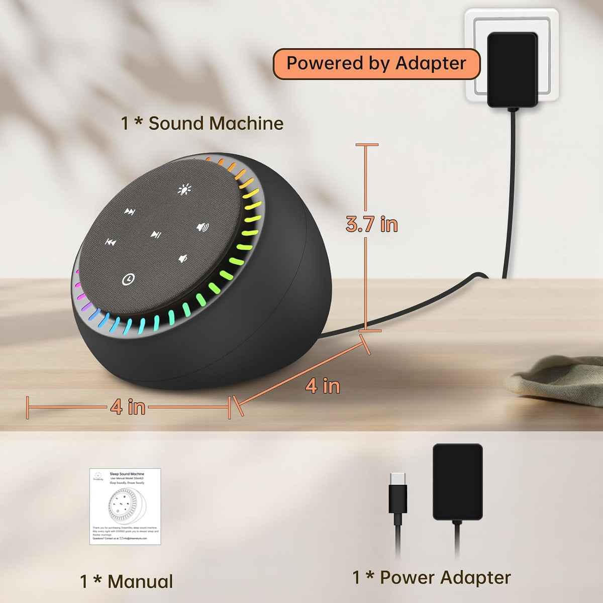 DreamSky Sound Machine for Sleep, White Noise for Sleeping Adults & Baby