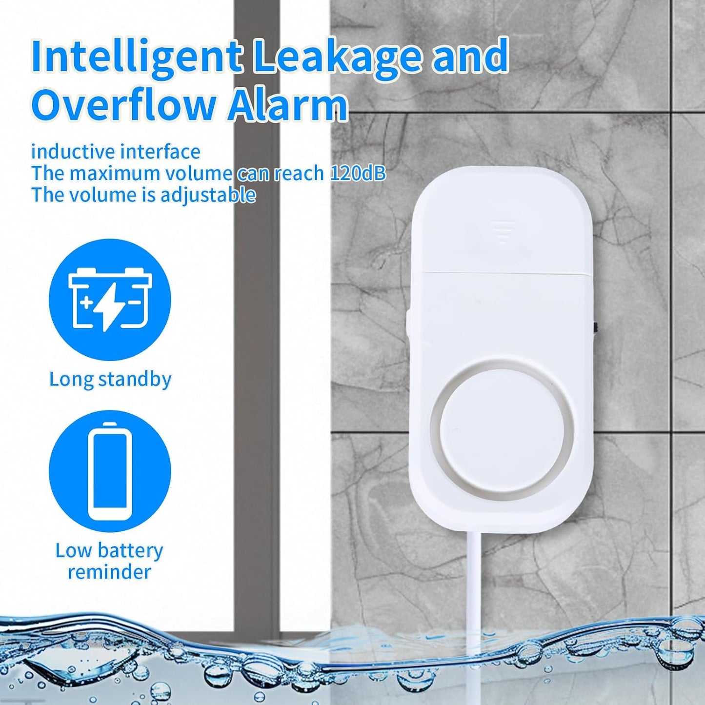 Smart Water Leak Detector, 120dB Adjustable Alarm Suit for Home，Water Sensor for Basement, Water Leak Alarm,3 PCS