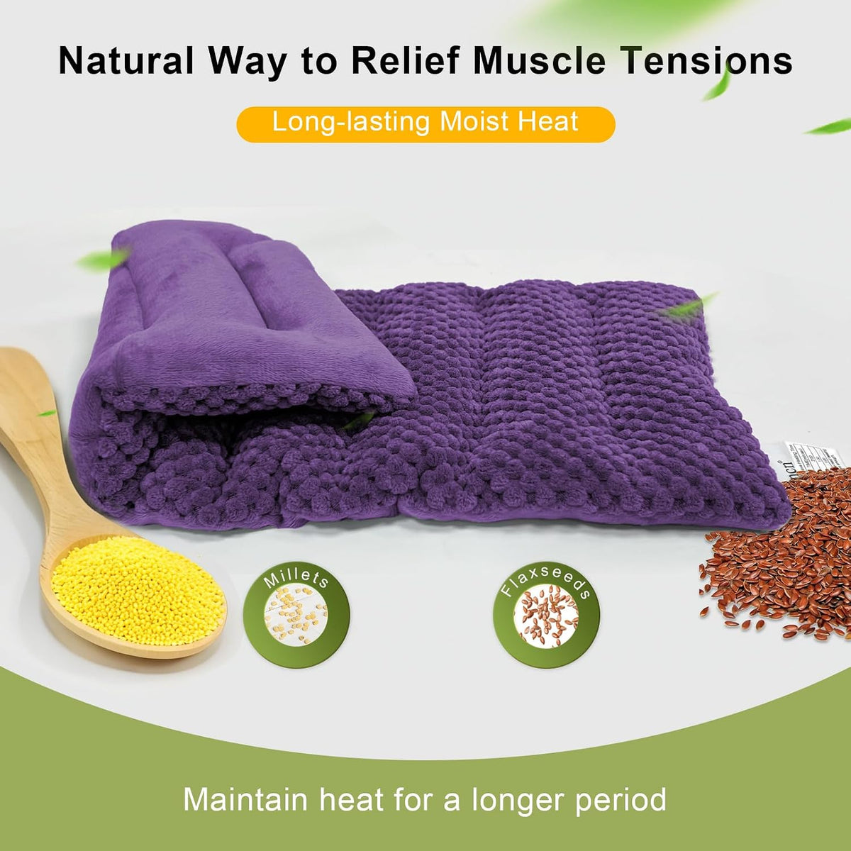 Weighted Microwave Heating Pad (1.8 LBS), 16x7 Inch Microwavable HotPack for Muscle Pain Relief Soothes Aches in Shoulders, Lower Back & Abdomen, Moist Heat Therapy Reusable