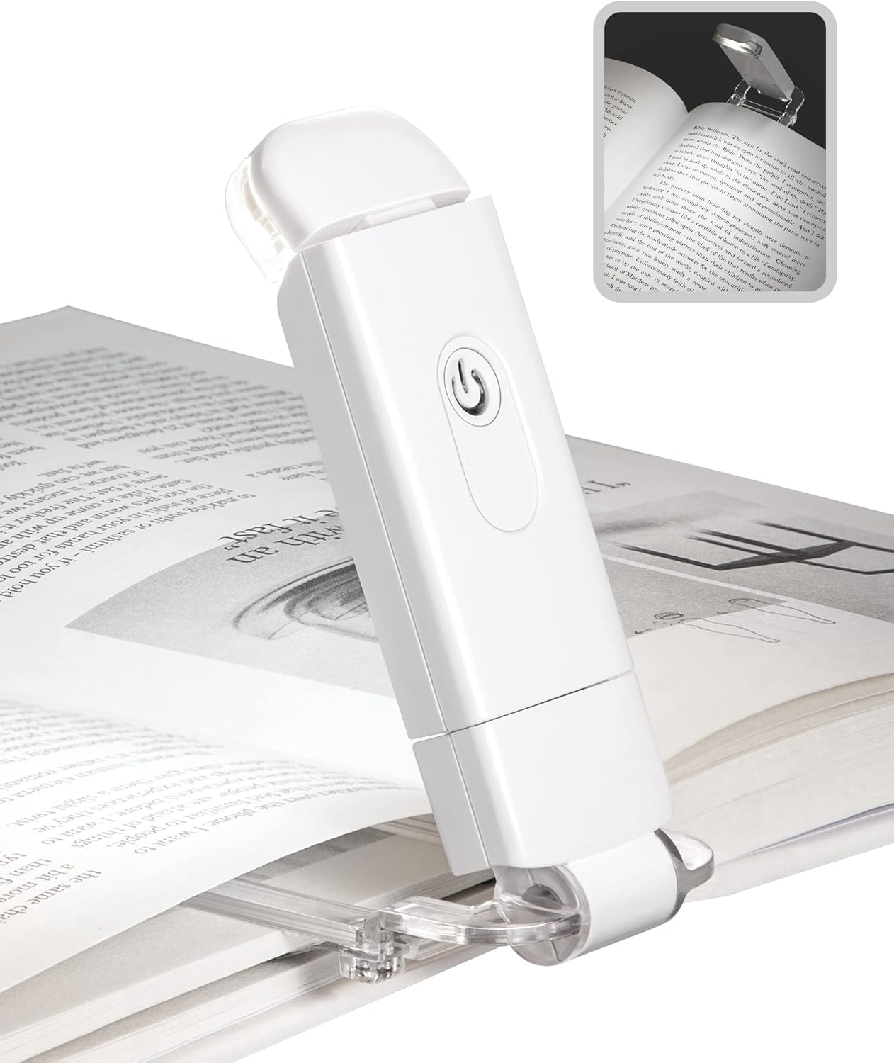 DEWENWILS USB Rechargeable Book Reading Light, Clip on Book Light (Blue) | 2 Brightness Levels, Flexible Lamphead, Eye Caring Book Lamp for Kids, Bookworms, Lightweight & Portable