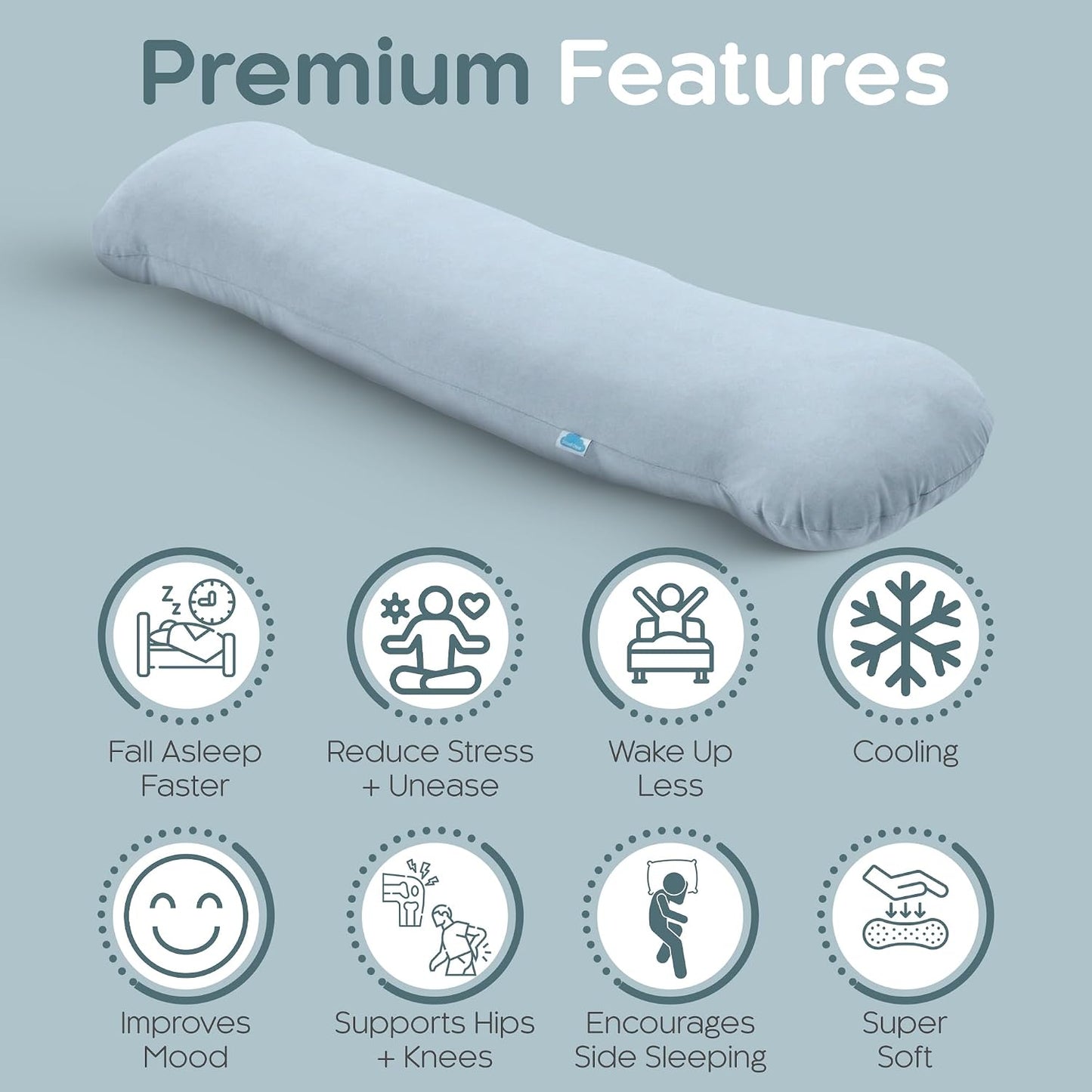 Weighted Body Pillow 6.5lbs, Cooling Tencel Cover, 41” x 10” | Calming Weighted Comfort, Breathable Cooling Cover, Machine Washable, Made for Side Sleepers, 12 Month Warranty
