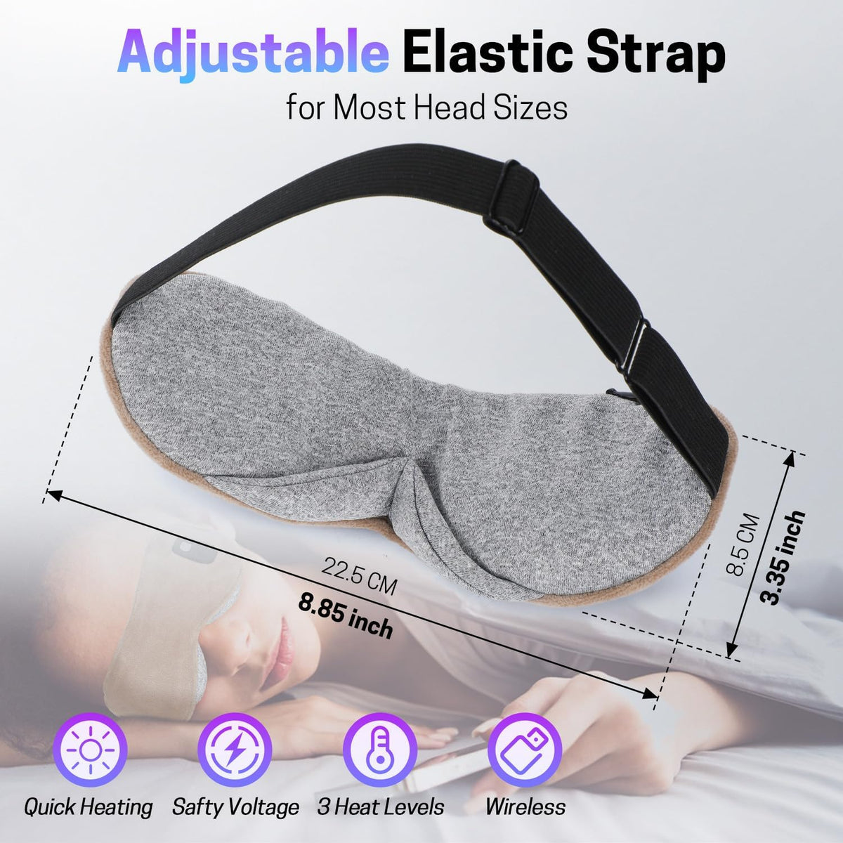 Aurya Heated Eye Mask for Dry Eyes, Cordless Warm Eye Mask, Relief Eye Irritated & Strained, Heated Mask for Blepharitis, Styes, Eye Relief, 8.85×3.35 in